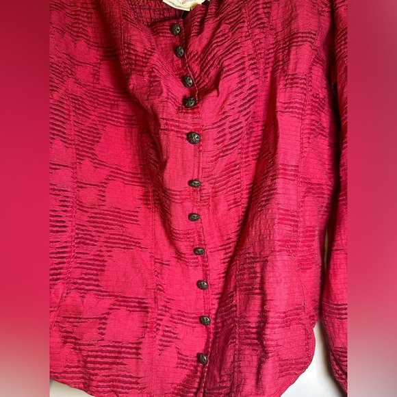 NWT Anthropologie Raspberry Red Square Neck Shirt W/Poet Sleeves Size M - Picture 4 of 10